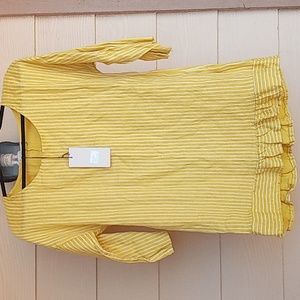 Brand new Lungo L'arno 100% linen mustard mid sleeve blouse size M